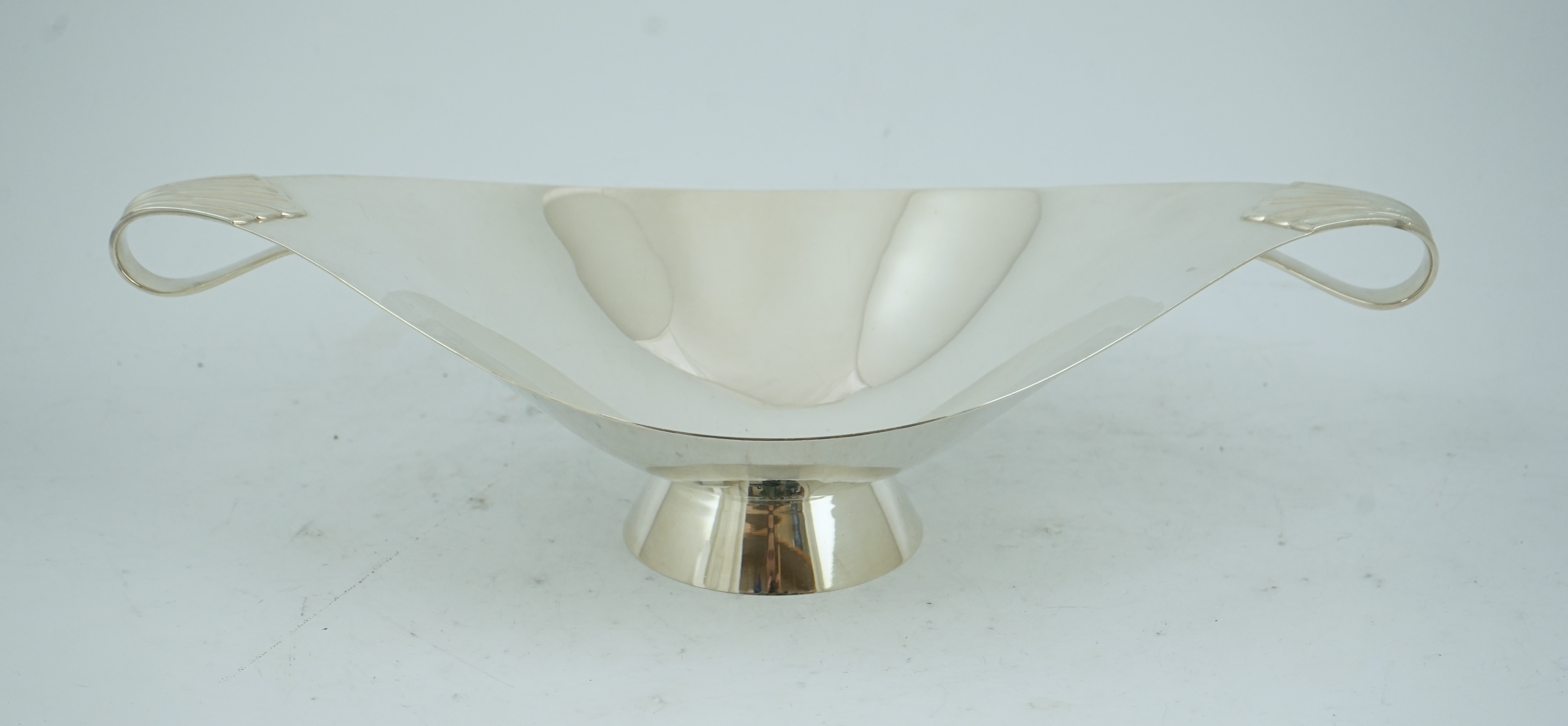 A stylish mid 20th century Tiffany & Co. sterling silver two handled dish